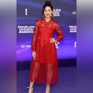 Self Portrait- Grid Sequin Midi Dress Red – Self-Portrait Women